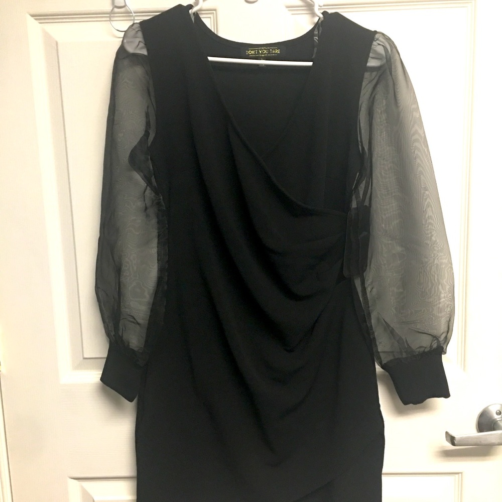 The little black dress with sheer sleeves from Don’t You Dare - new